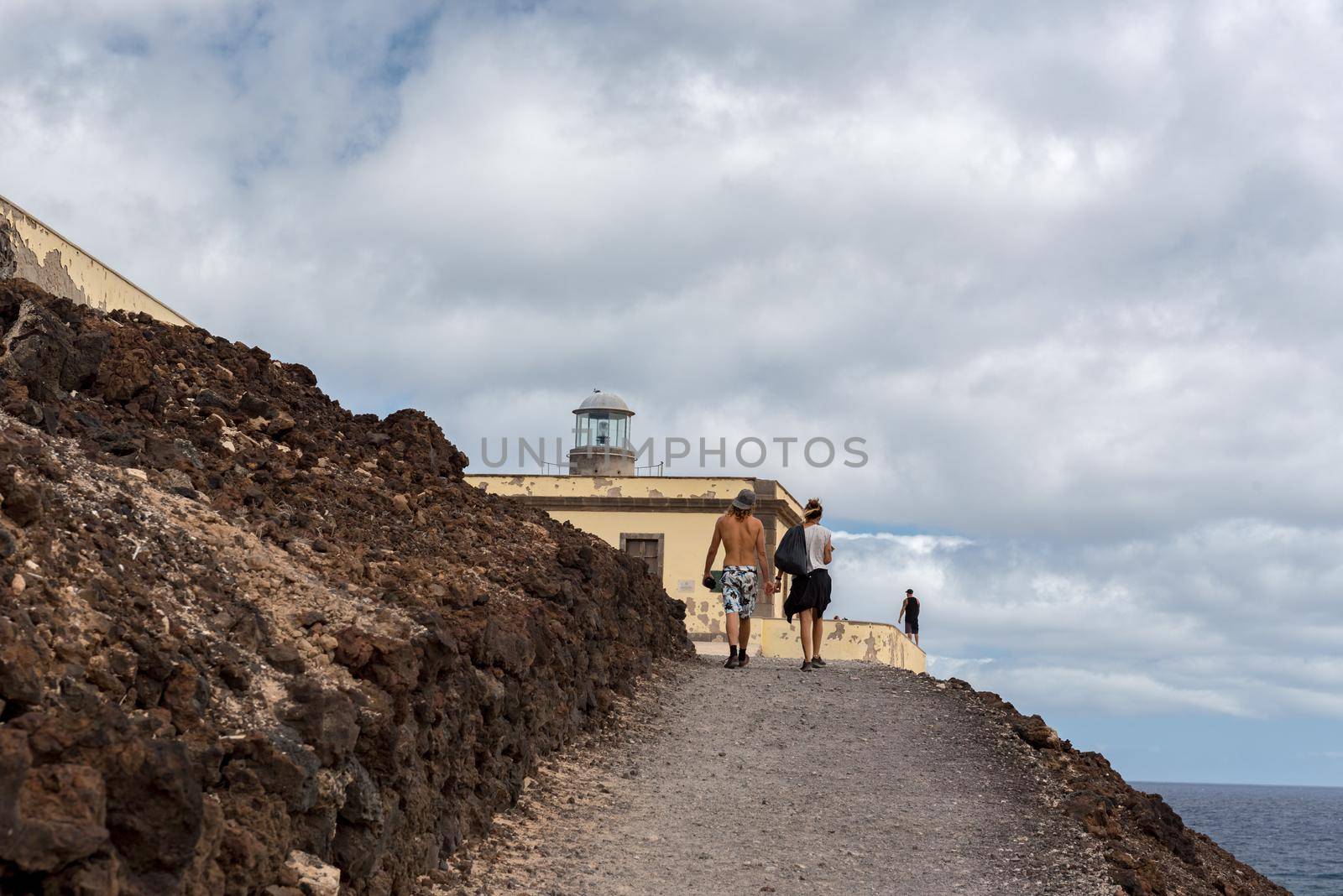 Isla Lobos, Fuerteventura, Spain: 2020 October 3: Lighthouse on Isla Lobos in Fuerteventura in summer 2020.