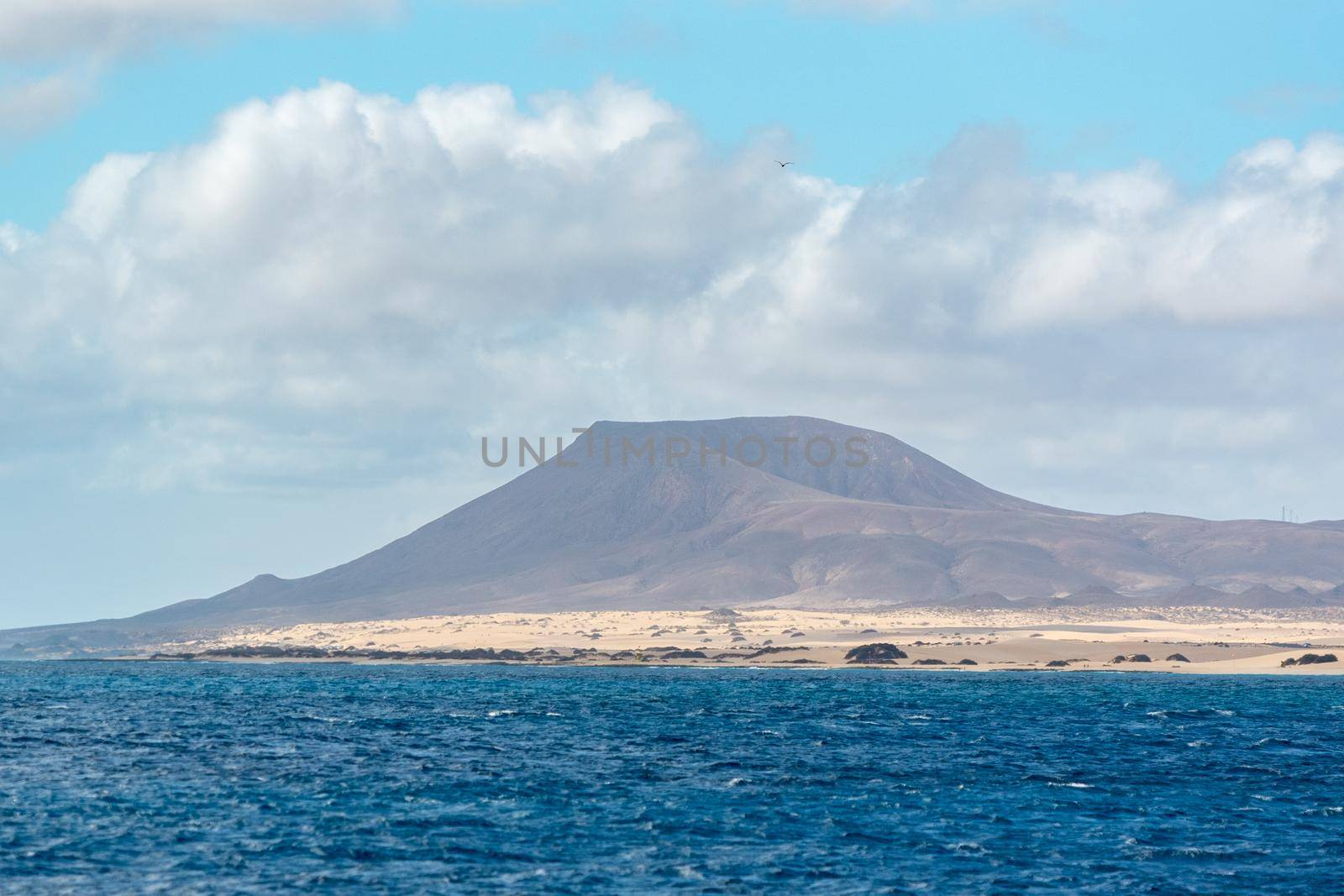 Sunny day in the Lobos Island in Fuerteventura on the Canary Islands in Spain.