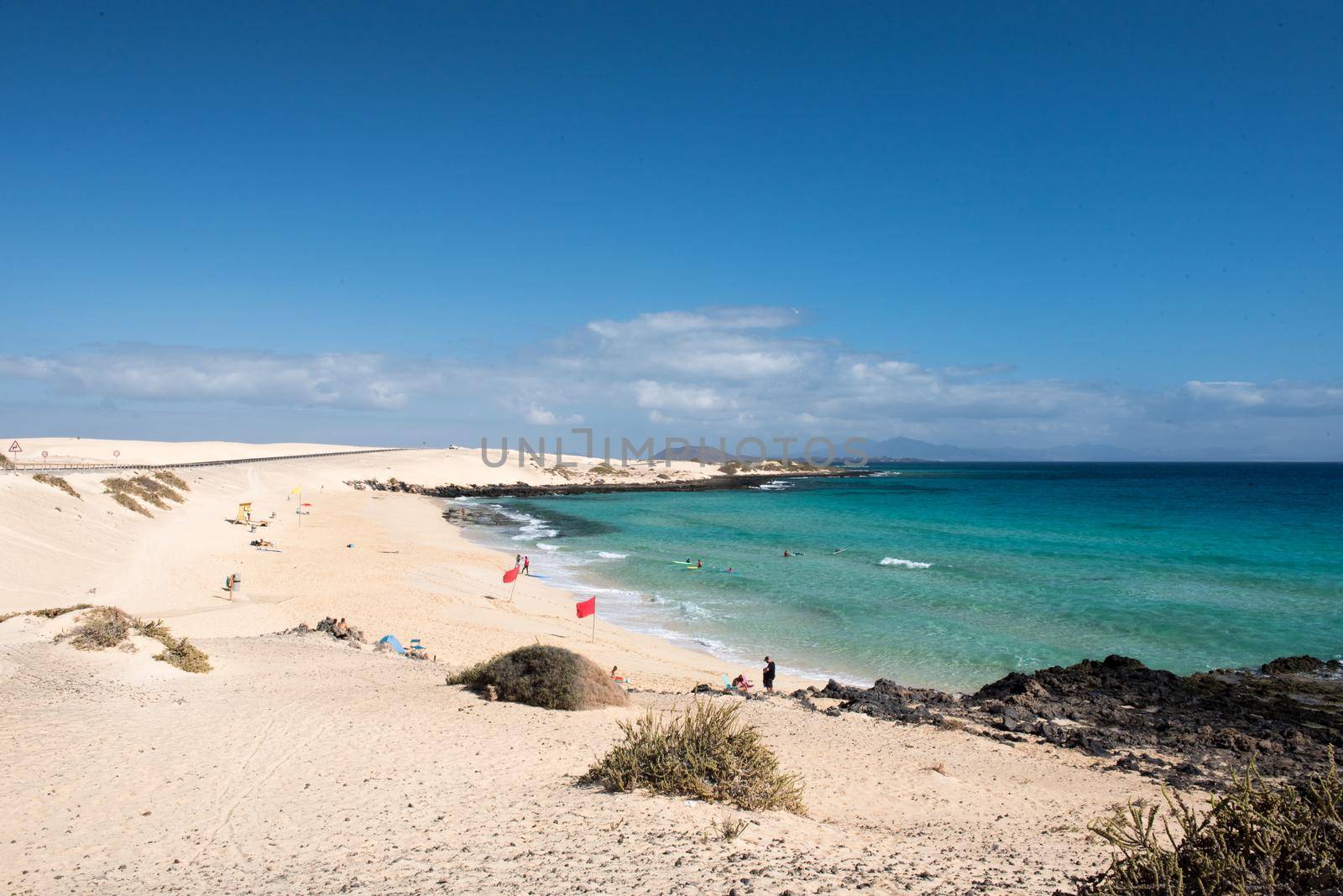 Corralejo, Fuerteventura, Spain: 2020 September 30: Amateur people learning to suffer in the Parque Natual Dunas de Corralejo in Fuerteventura in the Canary Islands in Spain.