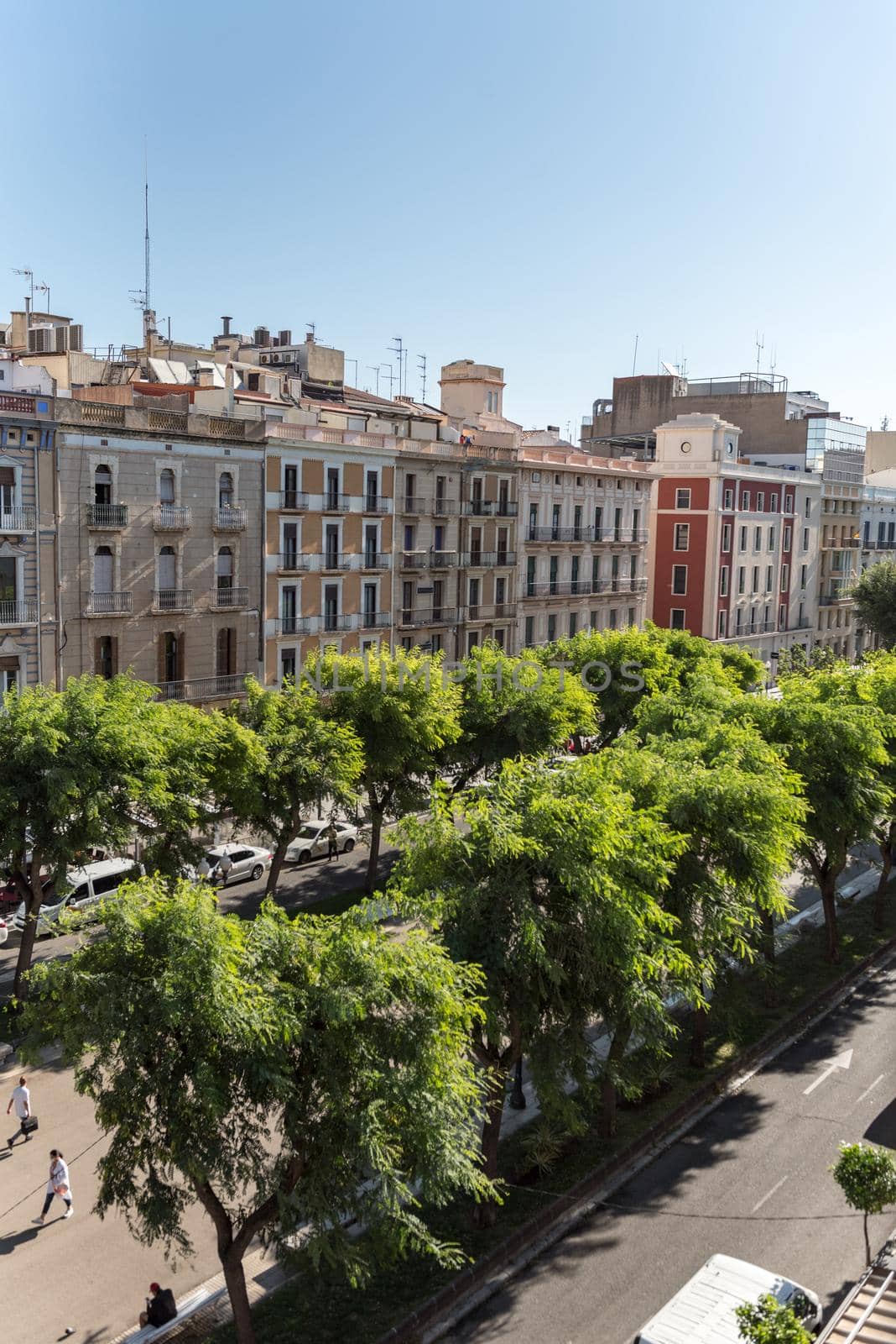 Tarragona, Spain: 2020 September 27: Sunny day in Rambla Nueva street of Tarragona in Spain, in the summer of 2020.