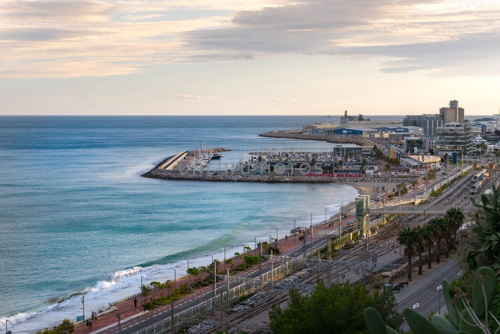 Tarragona, Spain: 2020 September 27: Views of the port of the city of Tarragona in summer in Spain.
