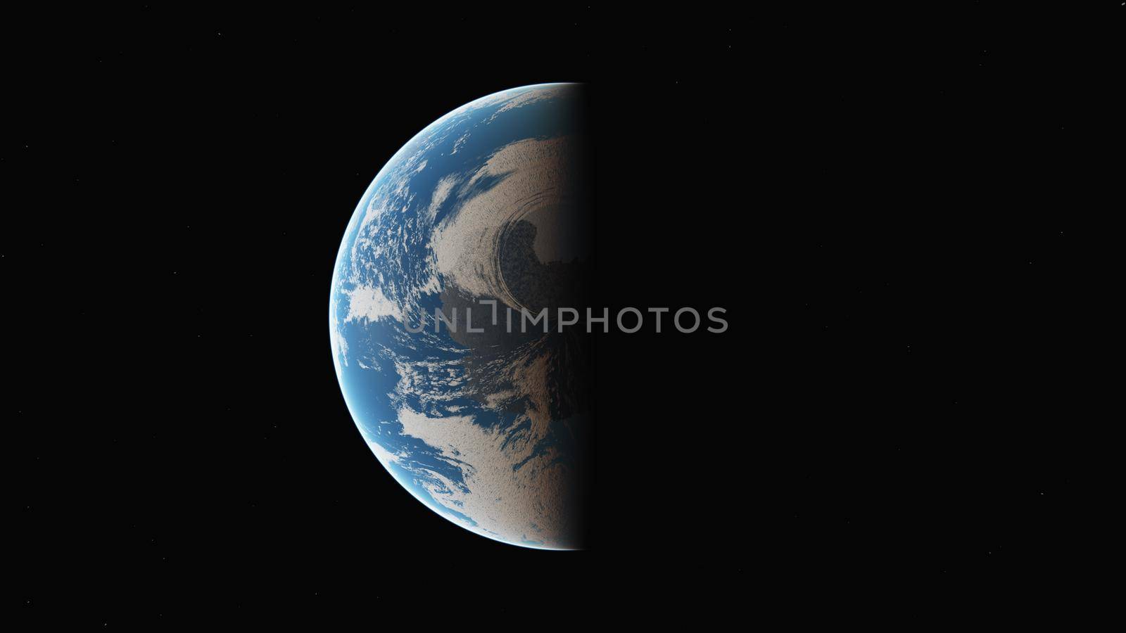 sunrise from planet orbit, 3d illustration render