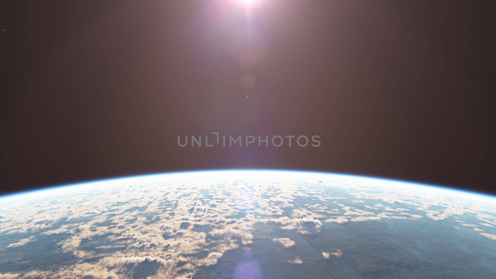 sunrise from planet orbit, 3d illustration render