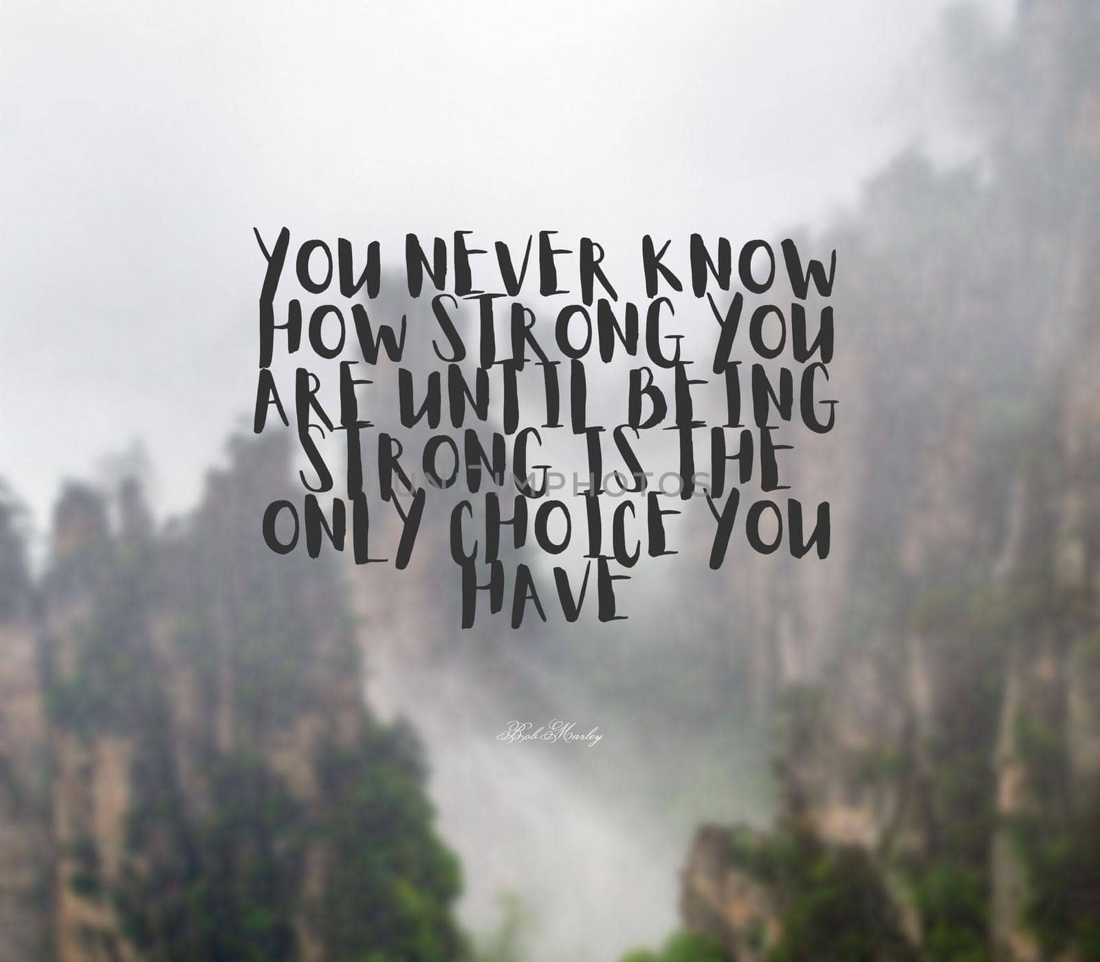 Quote,inspirational text. You never know how strong you are until being strong is the only choice you have.