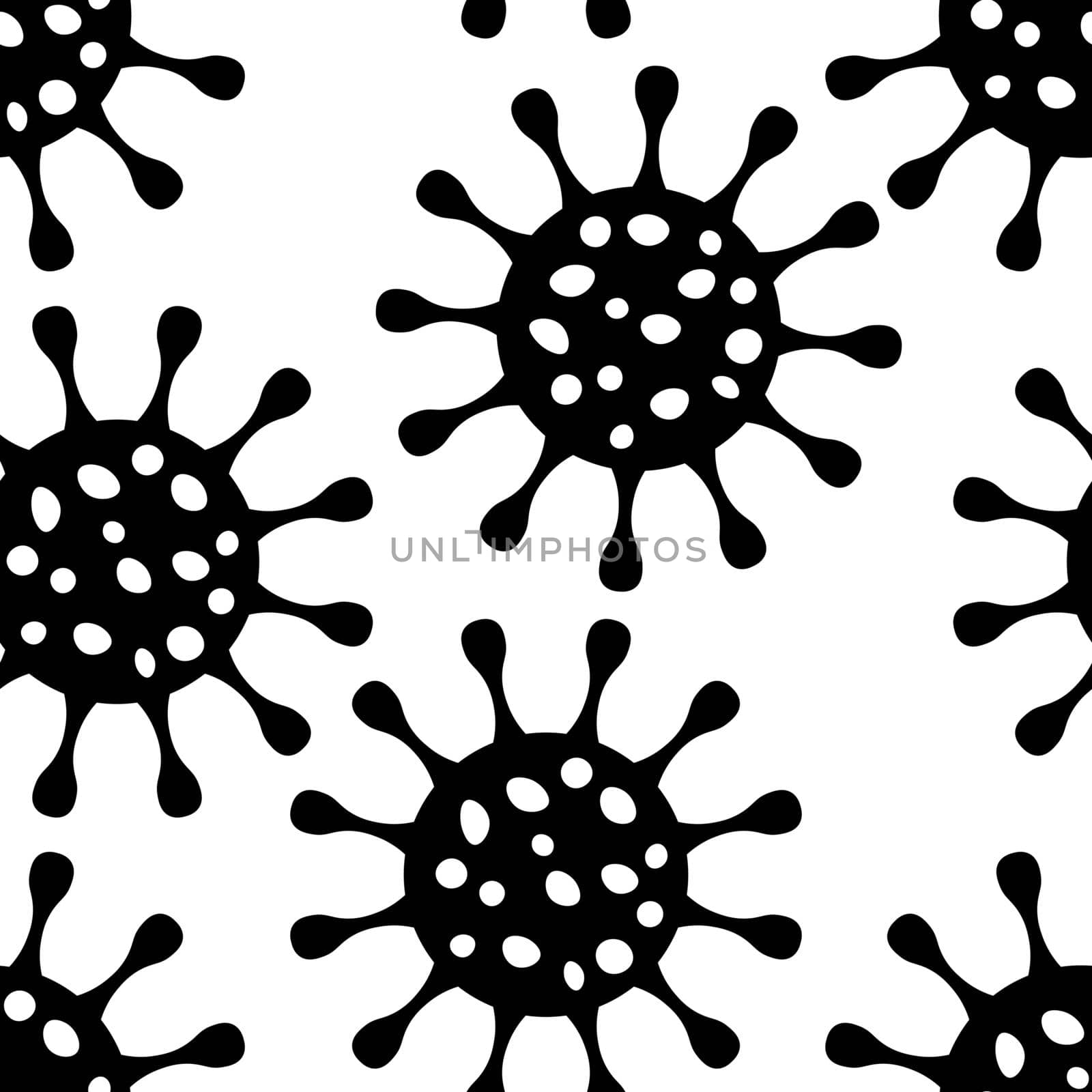 Medical seamless pattern with bacteria on white background. Stop COVID-19. Coronavirus. Pneumonia. Virus infection epidemic sick. by allaku