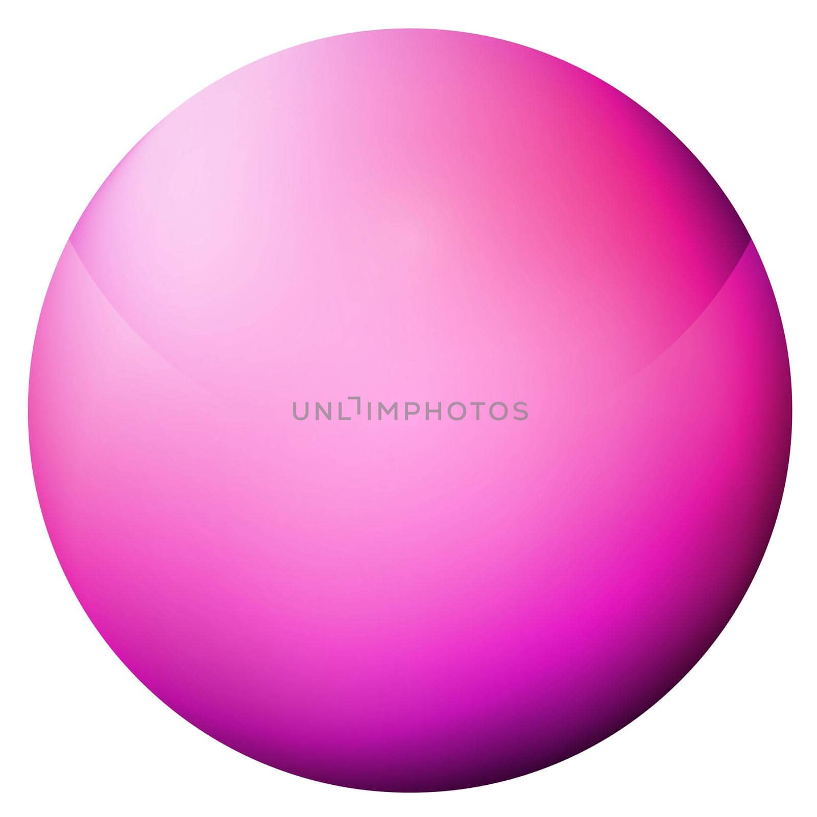 Glass pink ball or precious pearl. Glossy realistic ball, 3D abstract vector illustration highlighted on a white background. Big metal bubble with shadow by allaku