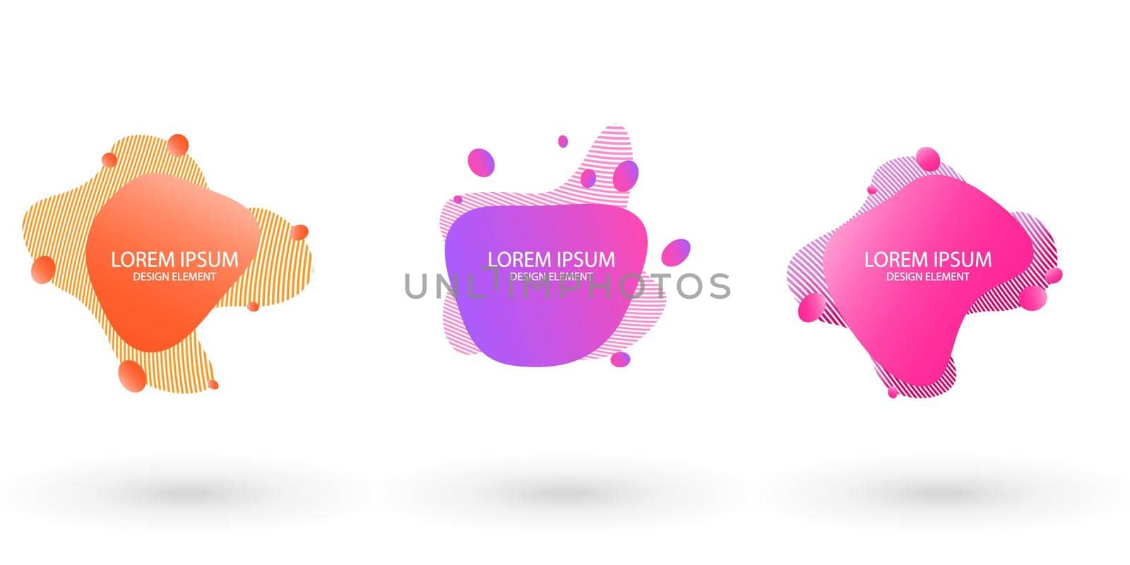 Fluid frame isolated on white background. Set of abstract liquid shapes, colorful elements, gradient waves with geometric lines, dynamical forms. Vector flat design for banners, flyers, business card. by allaku