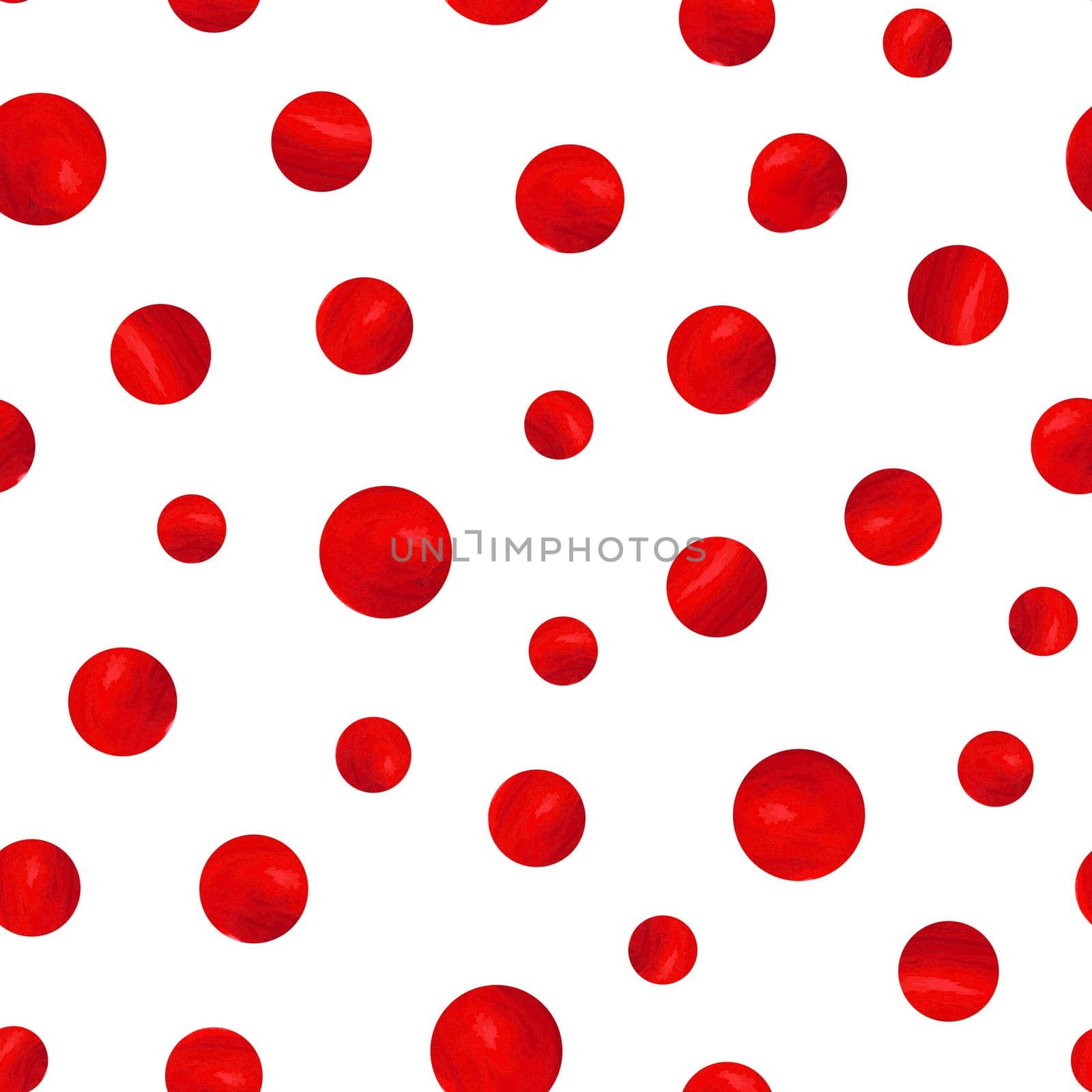 Abstract fashion grunge polka dots background. White seamless pattern with red textured circles. Template design for invitation, poster, card, flyer, banner, textile, fabric. Halftone card