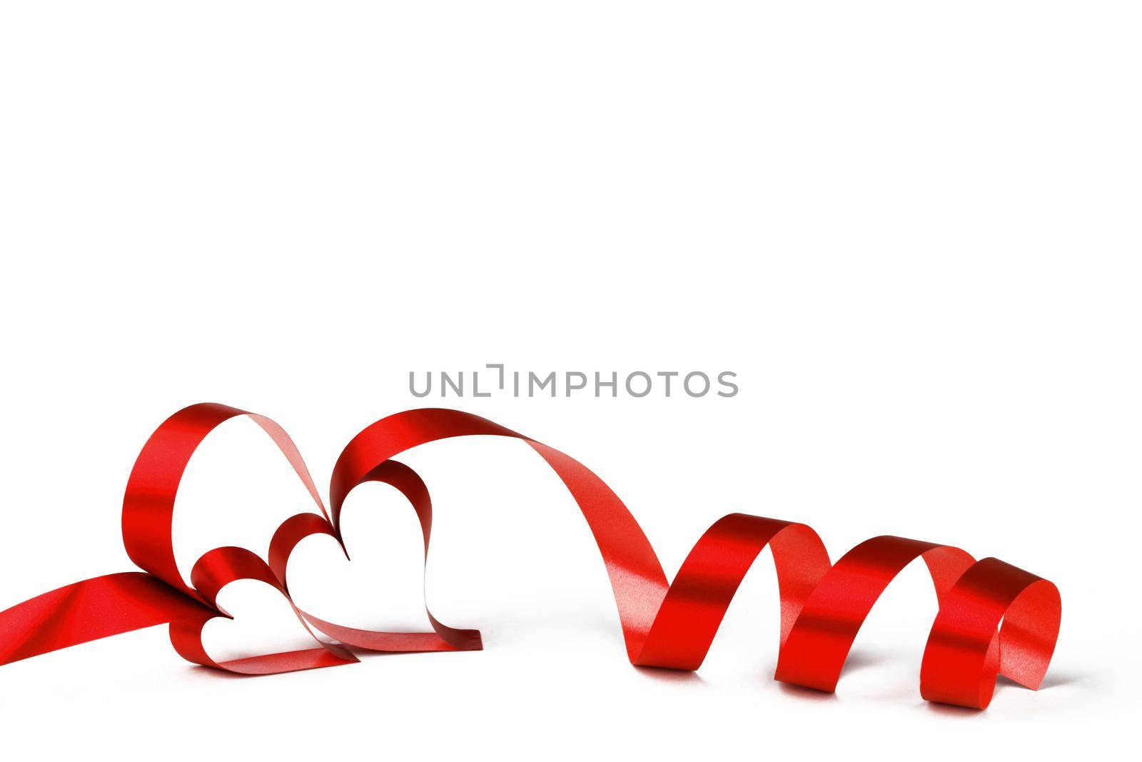 Heart shaped red ribbon isolated on white background Valentines day concept