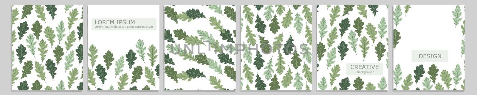 Set of vector cover notebook design. Abstract floral template design with green leaves on white background for notebook paper, copybook brochures, book, magazine. Planner and diary cover for print.