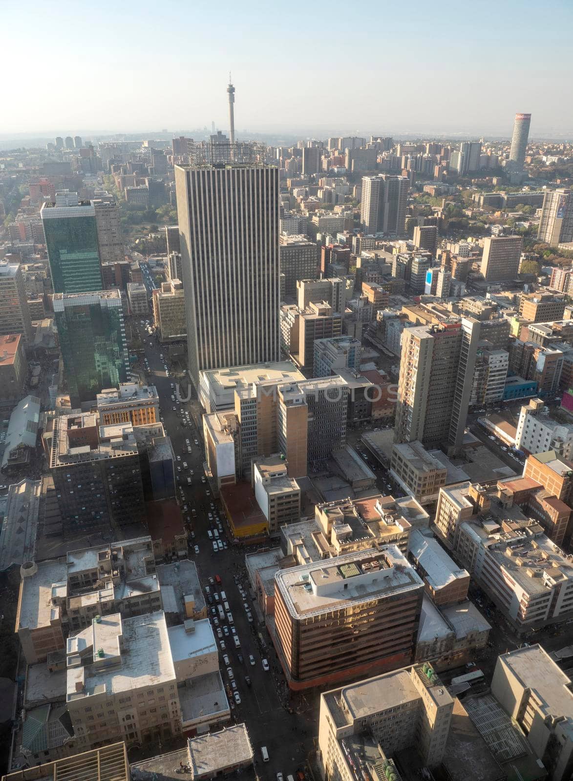 High angle view over Johannesburg city center, South Africa by fivepointsix