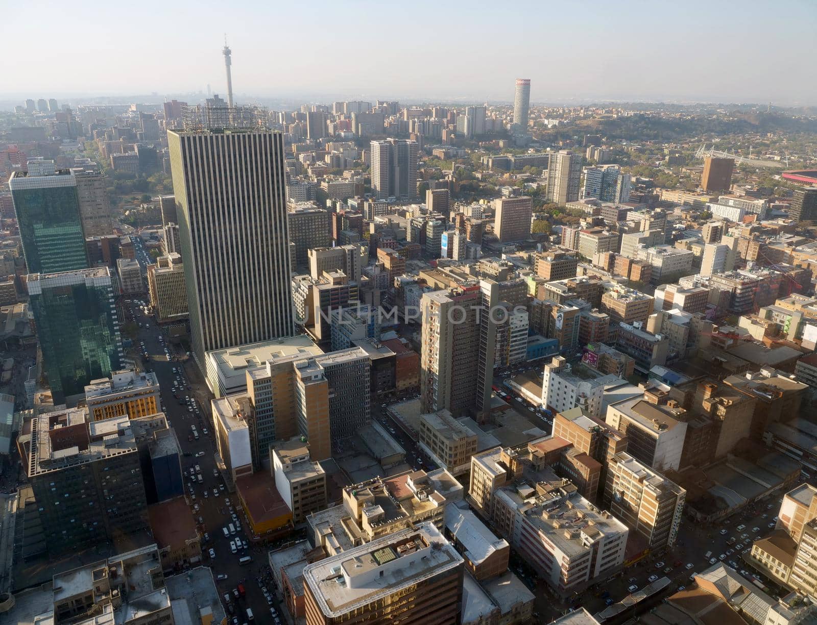 High angle view over Johannesburg city center, South Africa by fivepointsix
