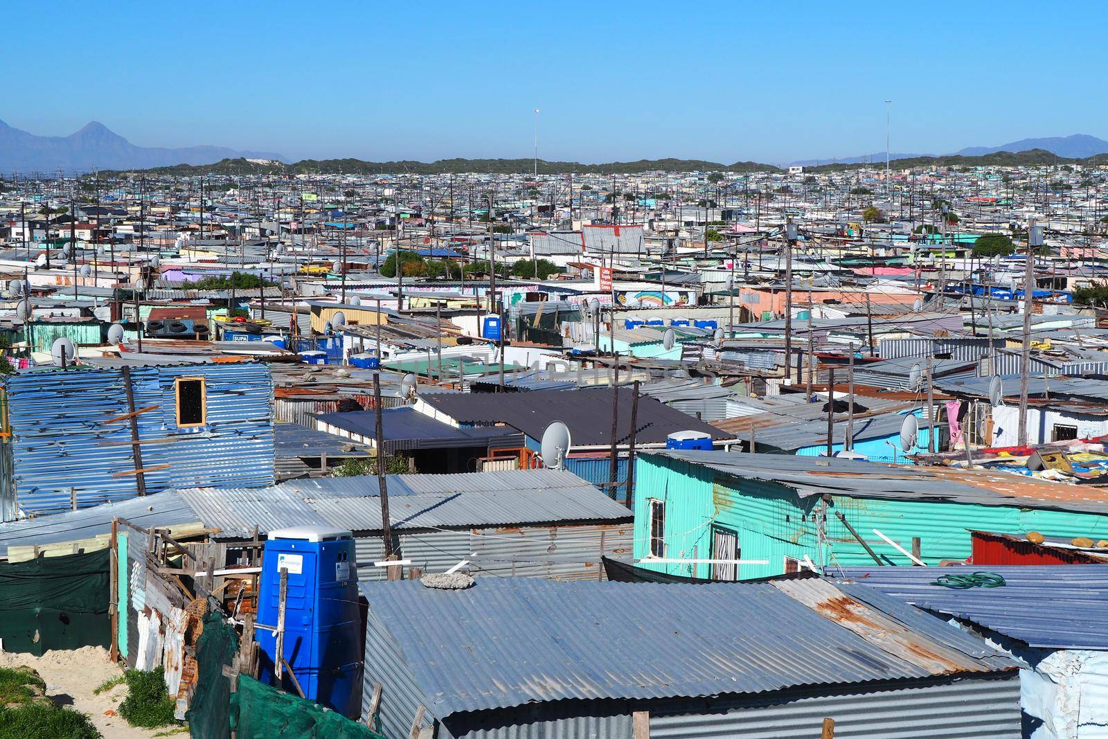 Khayelitsha township, South Africa - 29 August 2018 : Bckyard in a township in South Africa