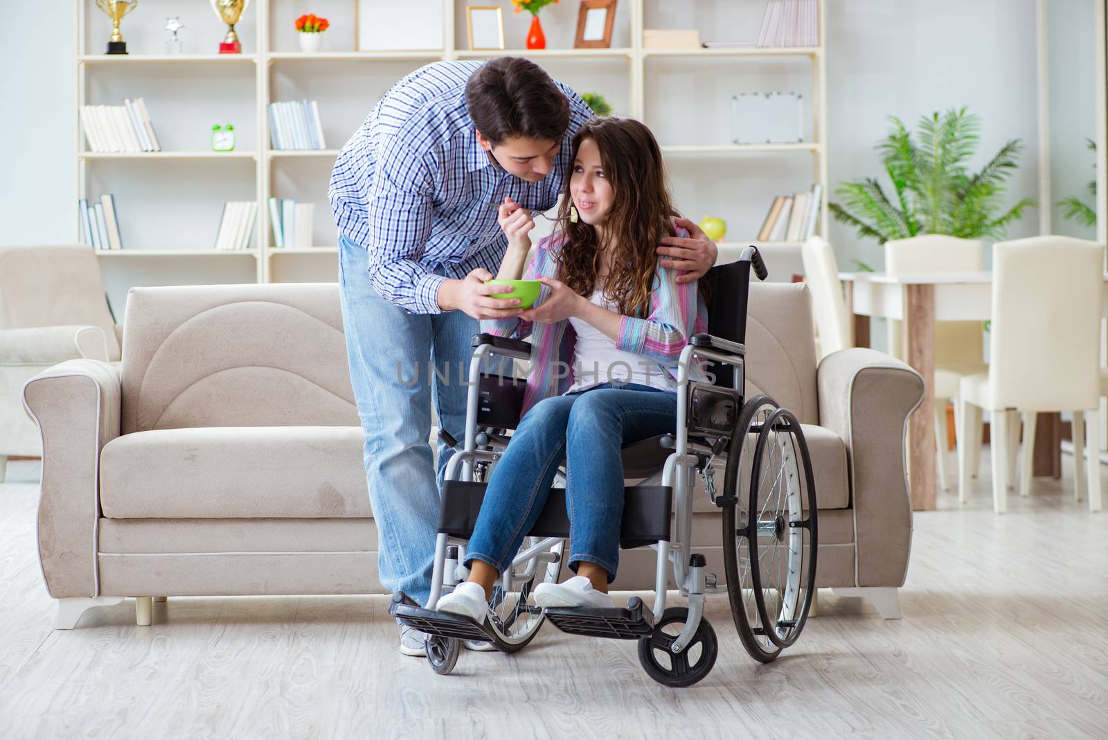 Young family taking care of each other