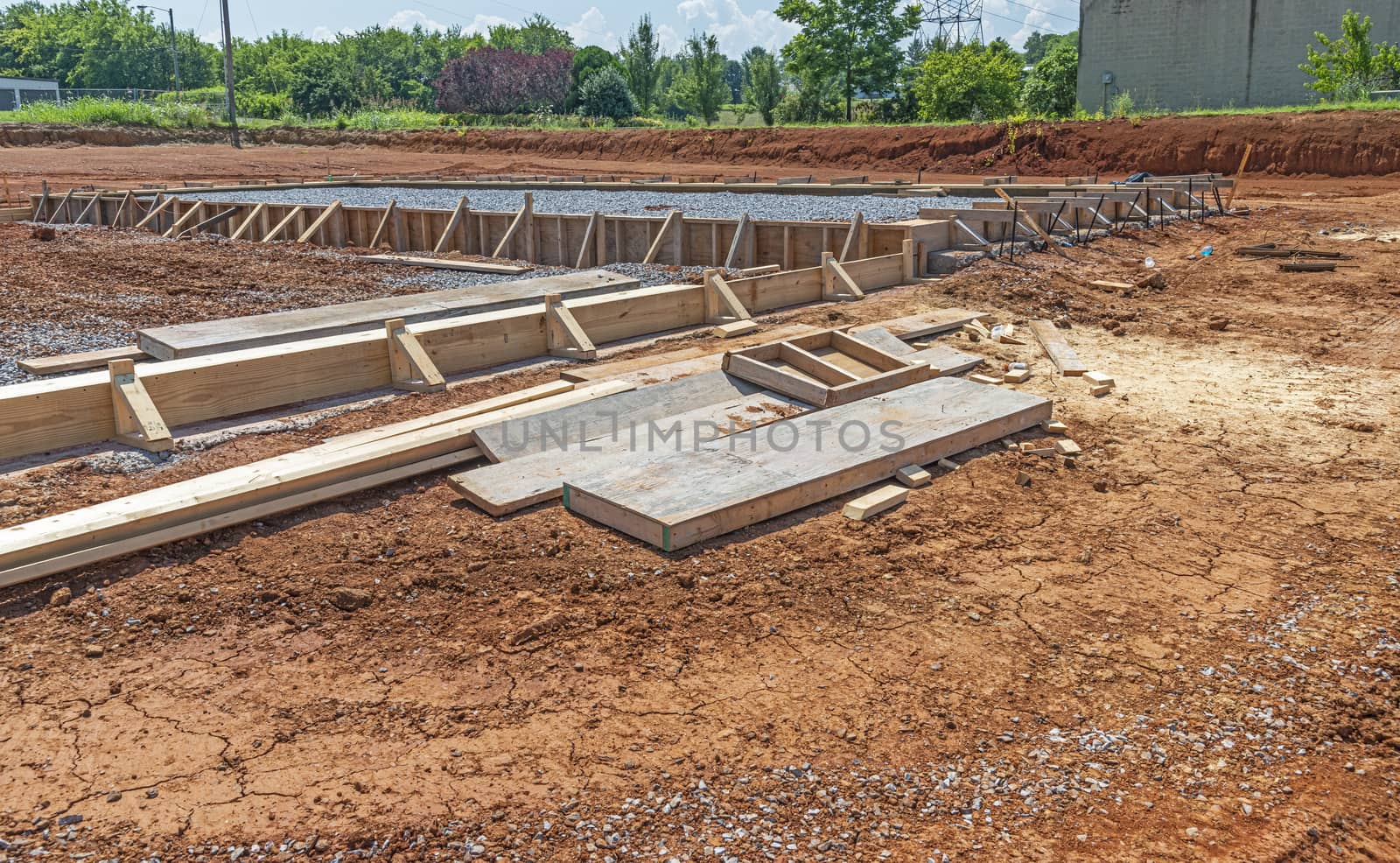 Boards Assembled At Construction site For Concrete Slab Pouring by stockbuster1