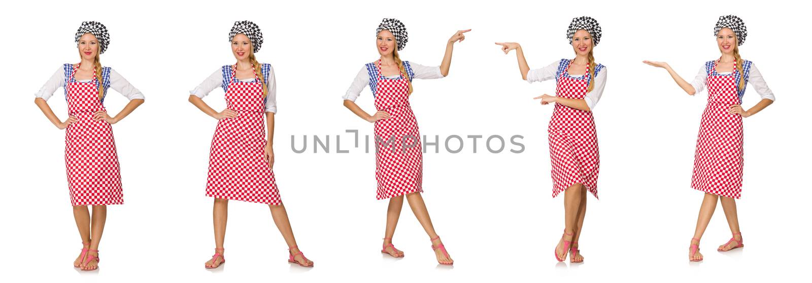 Woman cook isolated on the white background