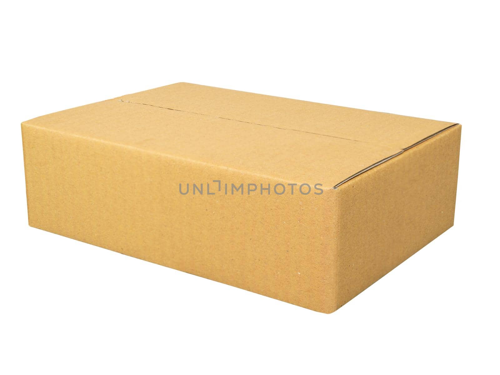 Closed Brown cardboard box isolated on white  by stoonn