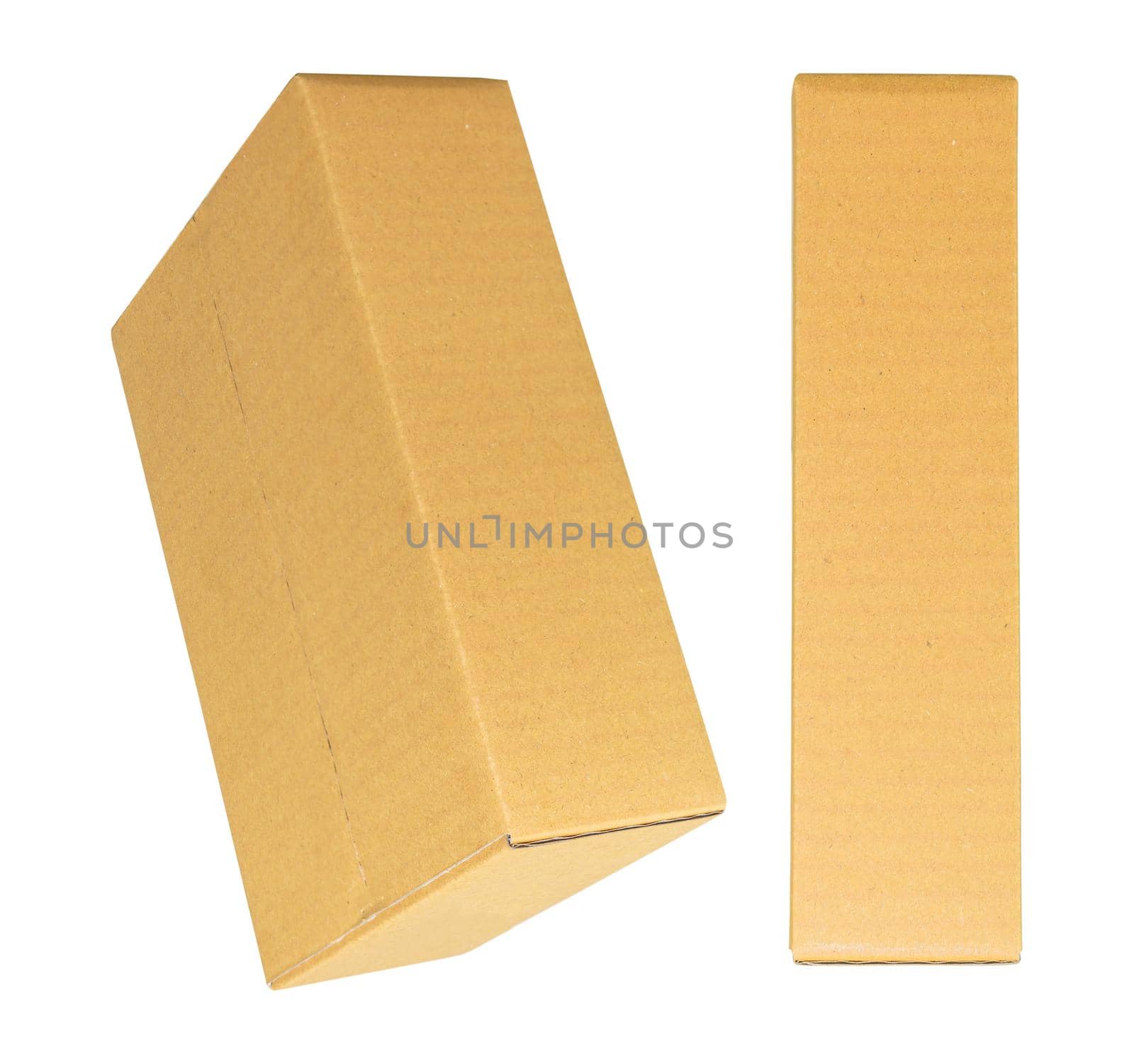 Mockup for design. Closed Brown cardboard box isolated on white background