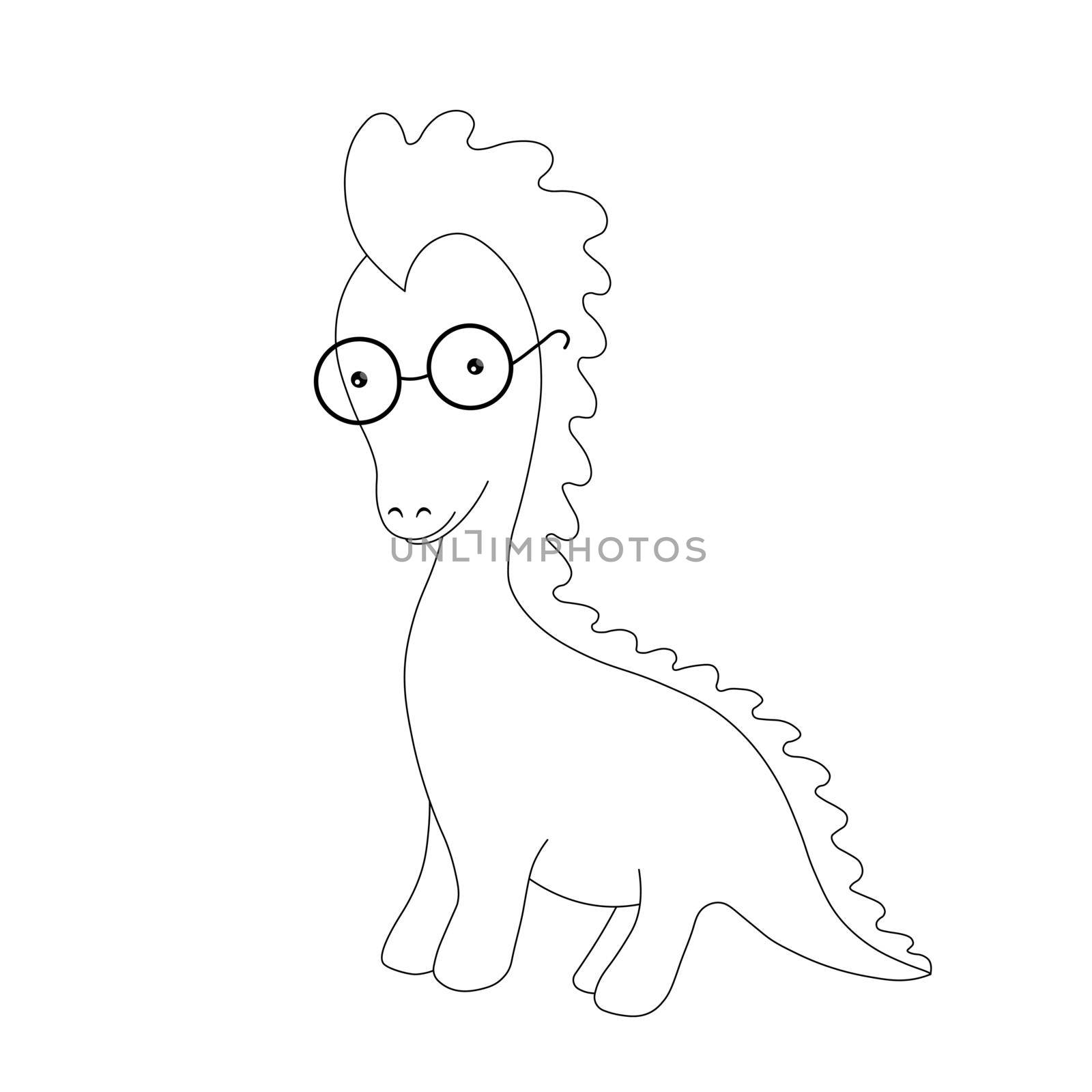 Coloring Pages. Colouring pictures with cute .dinosaur with glasses. by allaku