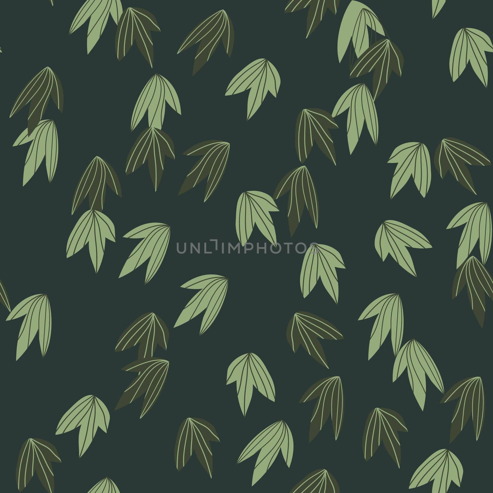 Floral seamless pattern with colorful exotic leaves on dark background. Tropic green branches. Fashion vector stock illustration for wallpaper, posters, card, fabric, textile