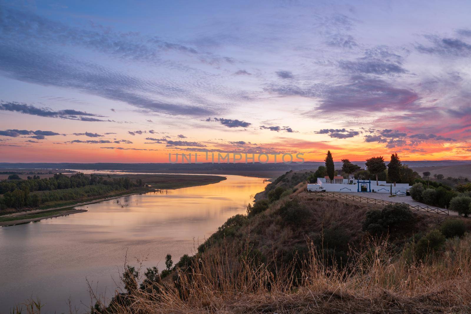 Camper van near Guadiana river in Juromenha Alentejo, Portugal by Luispinaphotography