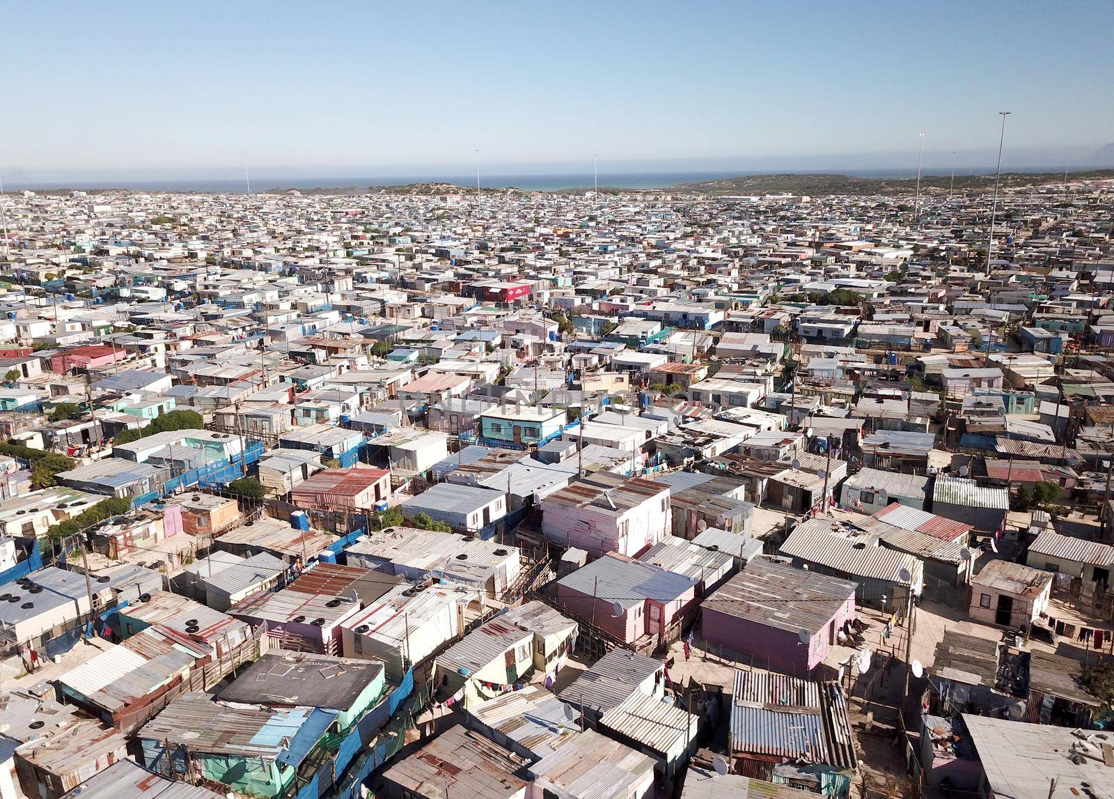 Aerial view over a township near Cape Town, South Africa by fivepointsix
