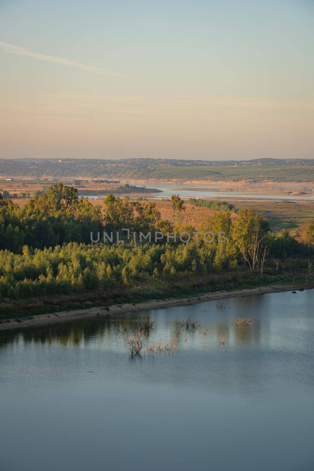 Guadiana view of the border between Portugal and Spain in Juromenha beautiful Alentejo landscape, in Portugal by Luispinaphotography