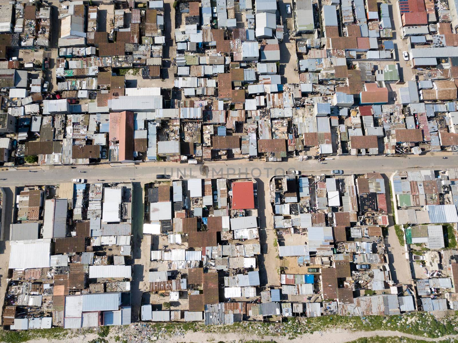 Aerial view of township, South Africa by fivepointsix