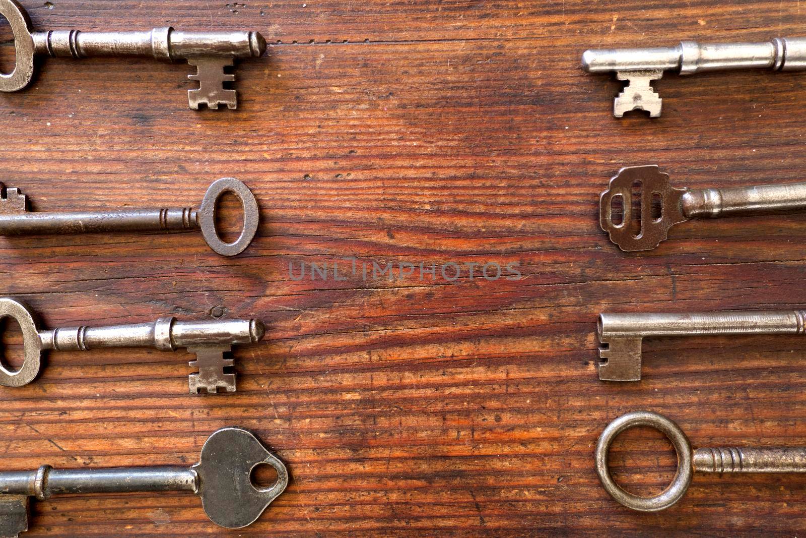 Row of old keys from above by fivepointsix
