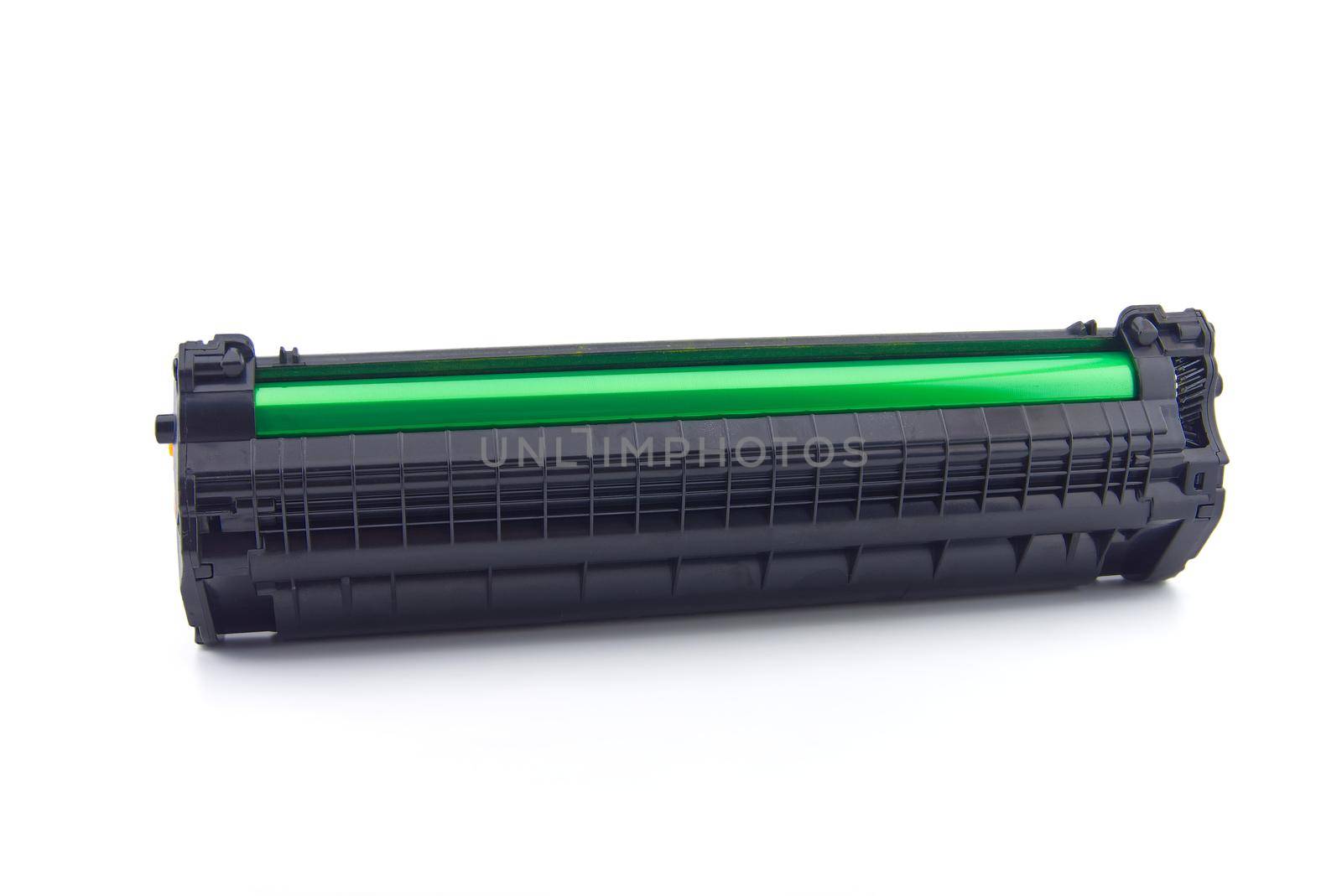 Toner cartridge for laser printer isolated on white background
