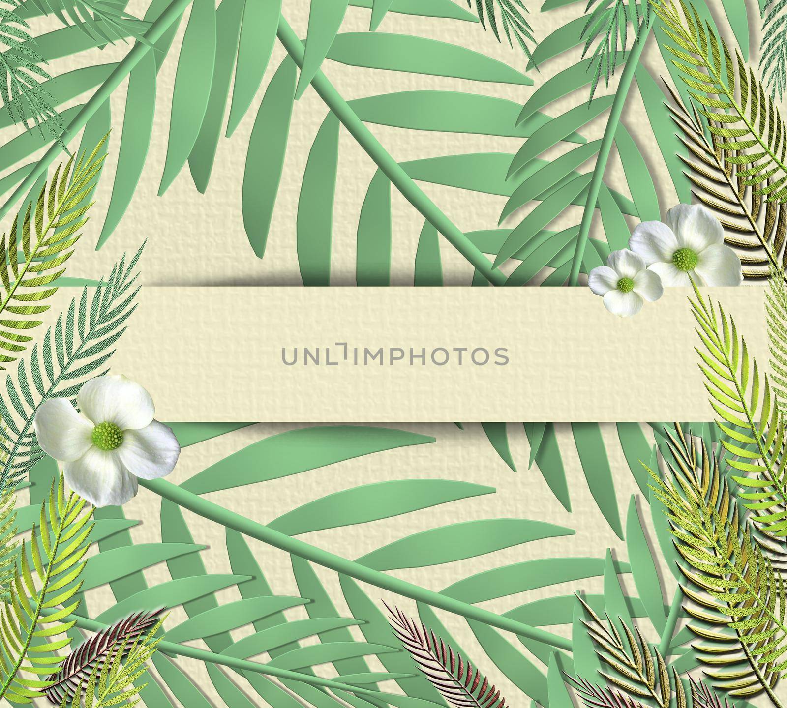 Tropical leaves on yellow pastel background by NelliPolk