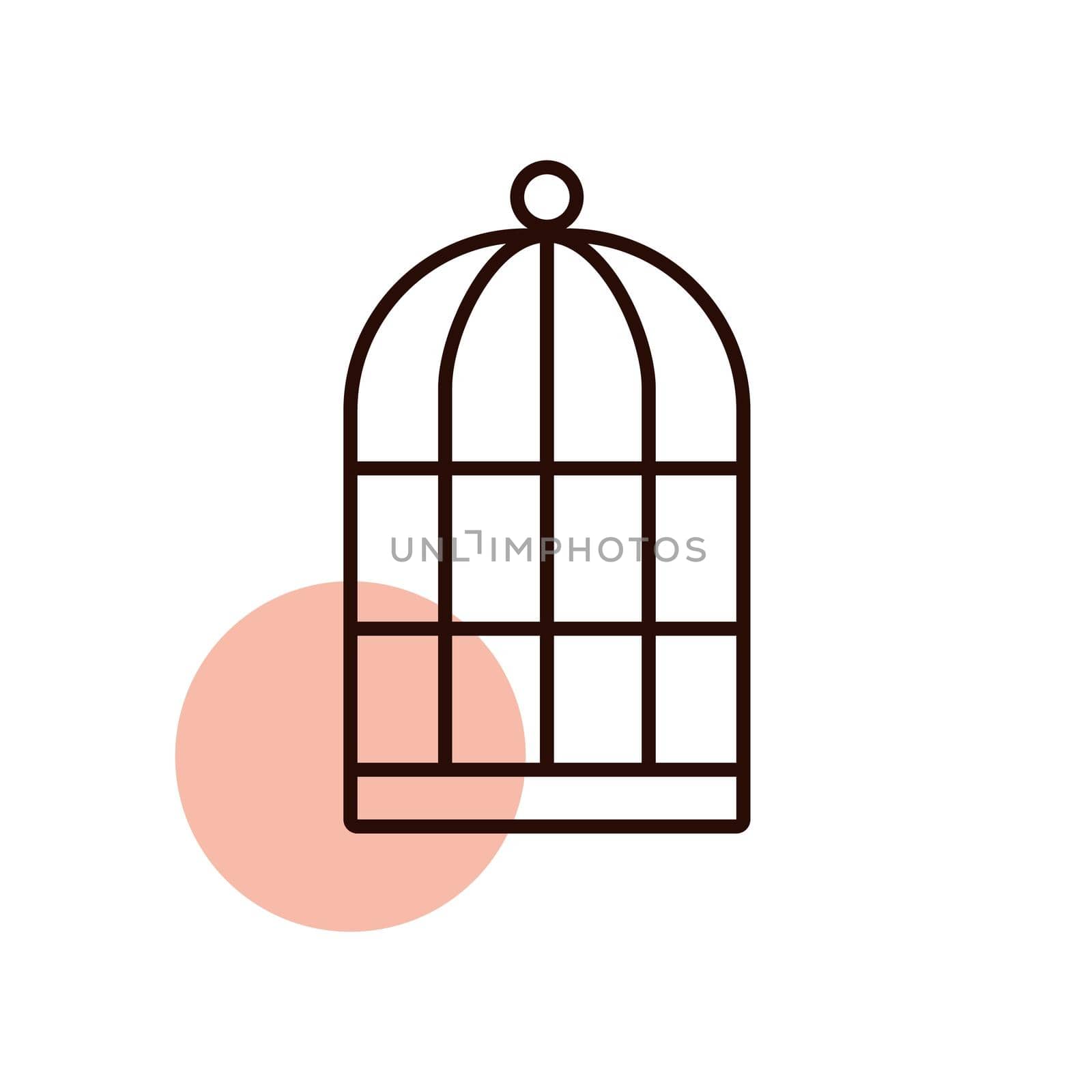 Empty bird cage vector icon. Pet animal sign by nosik