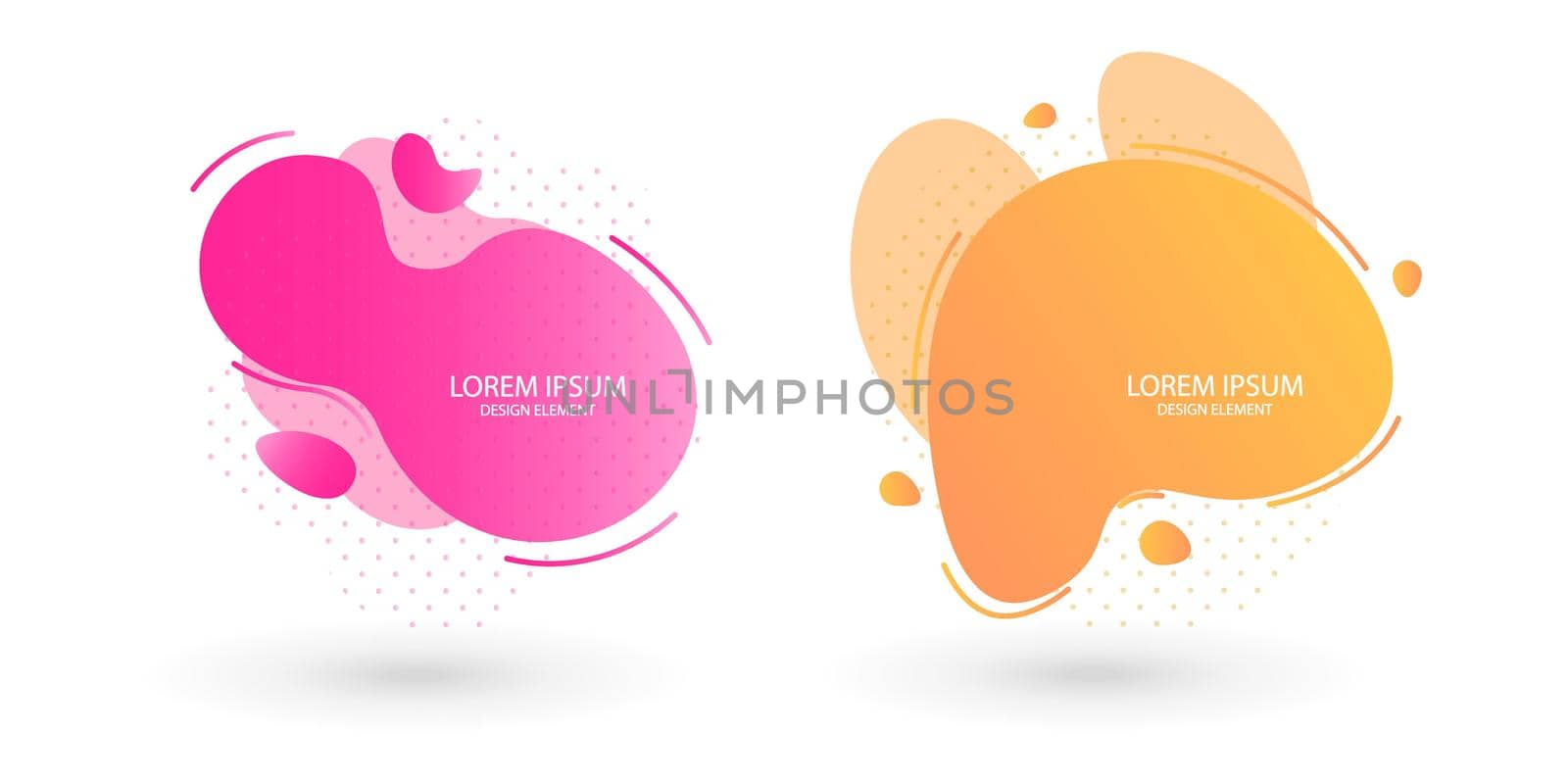 Fluid frame isolated on white background. Set of abstract liquid shapes, colorful elements, gradient waves with geometric lines, dynamical forms. Vector flat design for banners, flyers, business cards