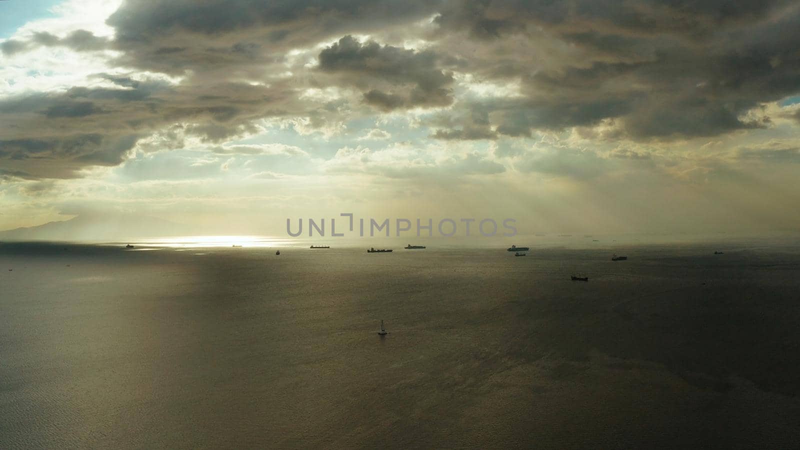 Beauty of colorful sky during the sunset from above Manila bay. Summer and travel vacation concept.