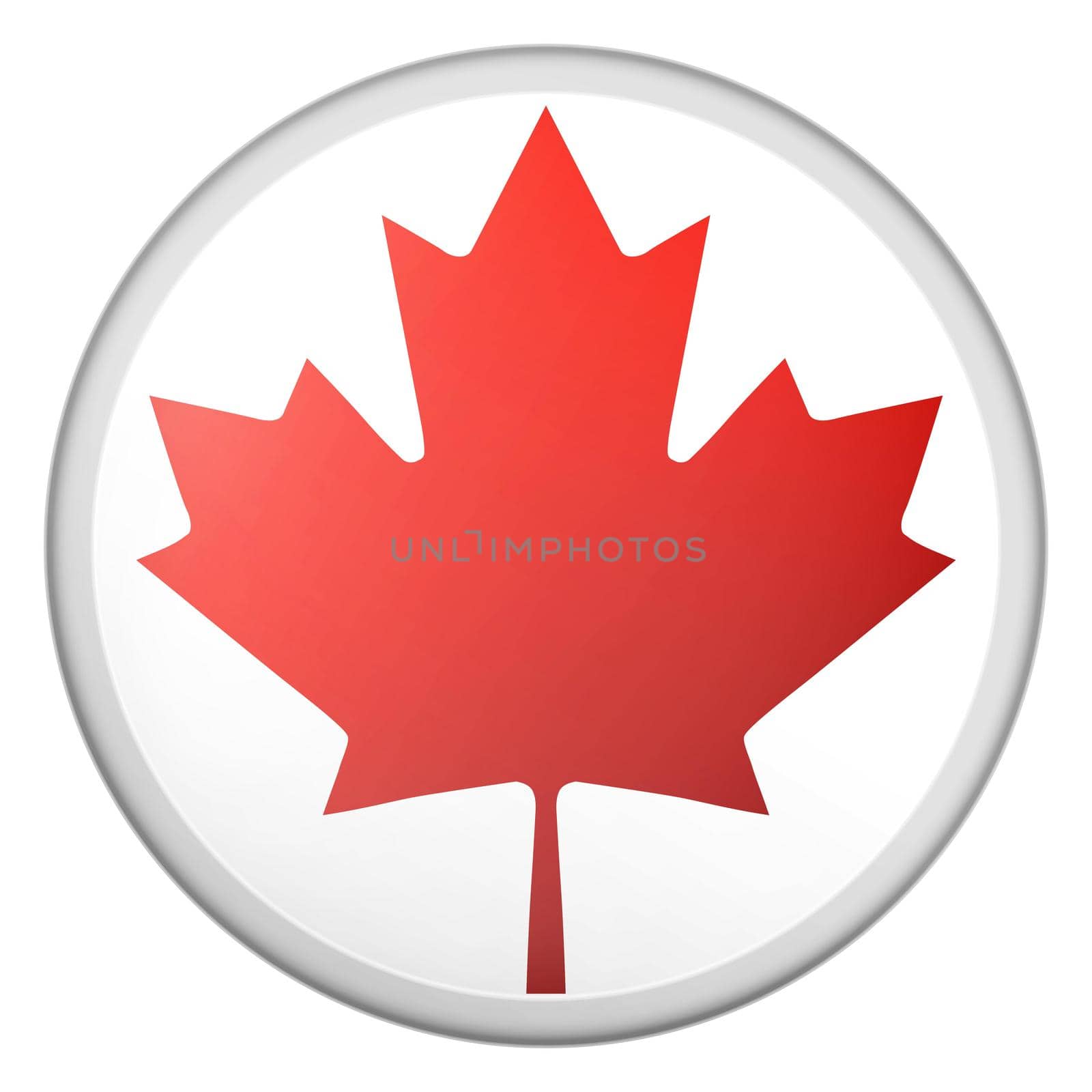 Glass light ball with flag of Canada. Round sphere, template icon. Canadian national symbol. Glossy realistic ball, 3D abstract vector illustration highlighted on a white background. Big bubble
