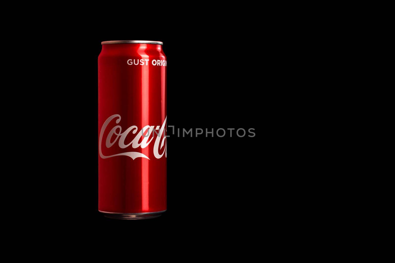 Editorial photo of classic Coca-Cola can on black background. Studio shot in Bucharest, Romania, 2021 by vladispas