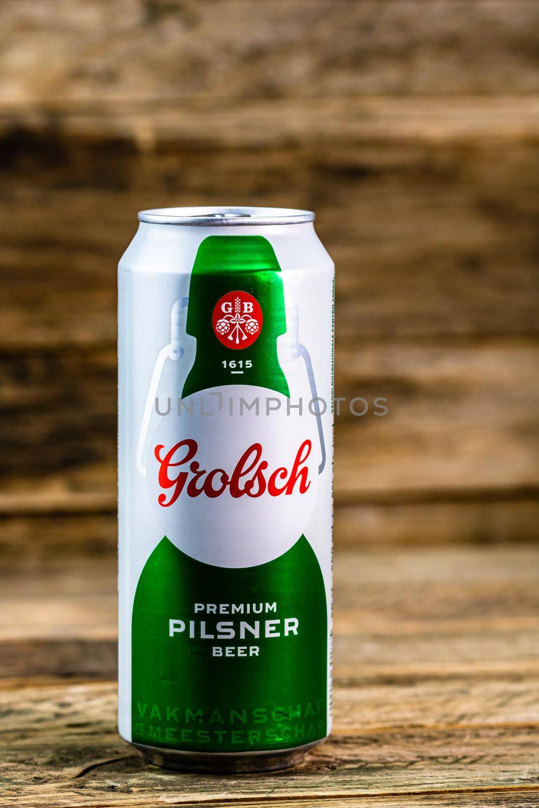 Grolsch Premium Pilsner - Grolsch Premium Lager, is the flagship beer of Dutch Grolsch Brewery. Studio photo shoot in Bucharest, Romania, 2020 by vladispas