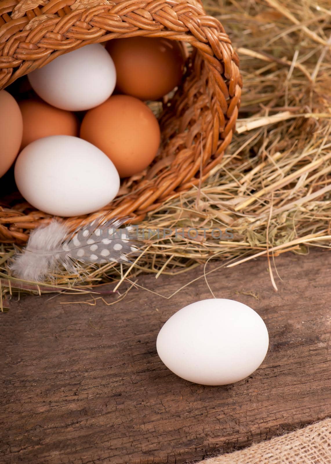 eggs on old wooden background