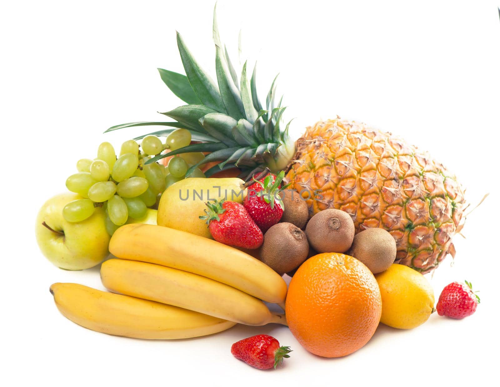 Exotic tropical fruits isolated on white background, healthy food by aprilphoto