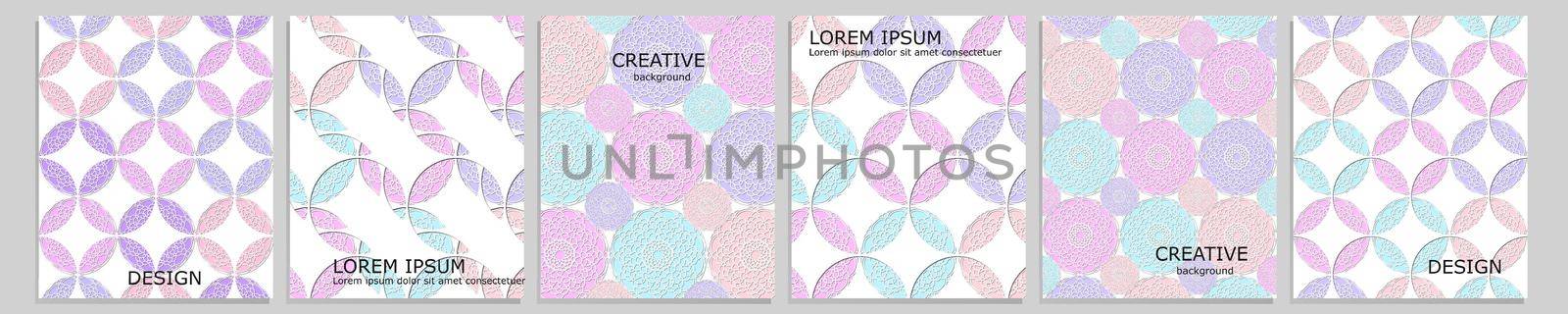 Set of vector cover notebook design. Abstract arabic arabesque template design with colorful circles for notebook paper, copybook brochures, book, magazine. Planner and diary cover for print