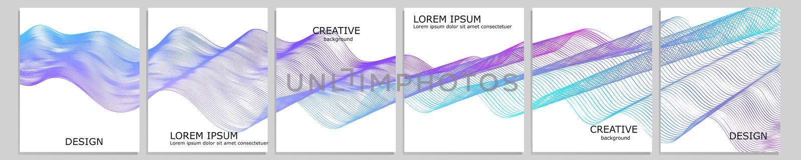 Set of vector cover notebook design. Abstract minimal waves gradient template design for notebook paper, copybook brochures, book, magazine. Planner and diary cover for print