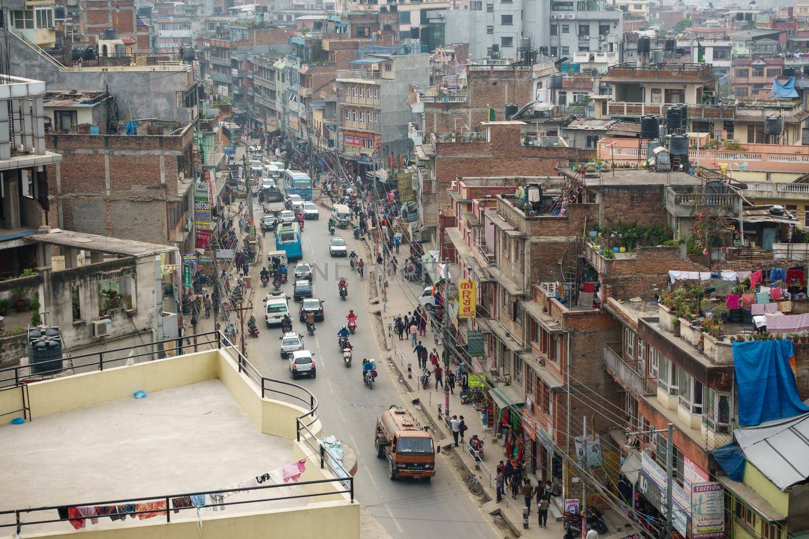 KATHMANDU, NEPAL - CIRCA APRIL 2016: view of Chabahil area from rooftop.