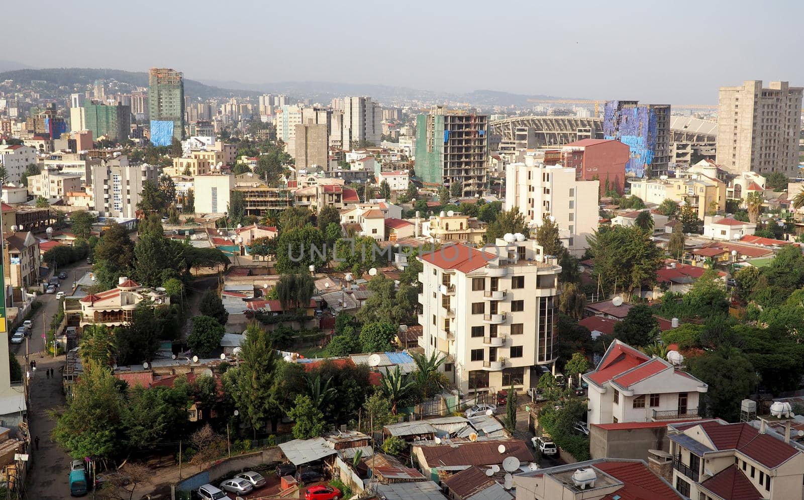 Addis Ababa, Ethiopia, 18 July 2019 : The vast city of Addis Ababa, capital of Ethiopia is one of the fastest growing cities on the African continent.