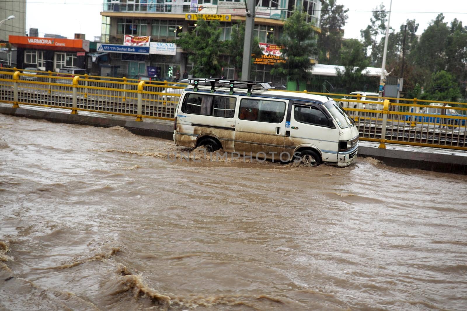 Flooded road in Addis Ababa, Ethiopia