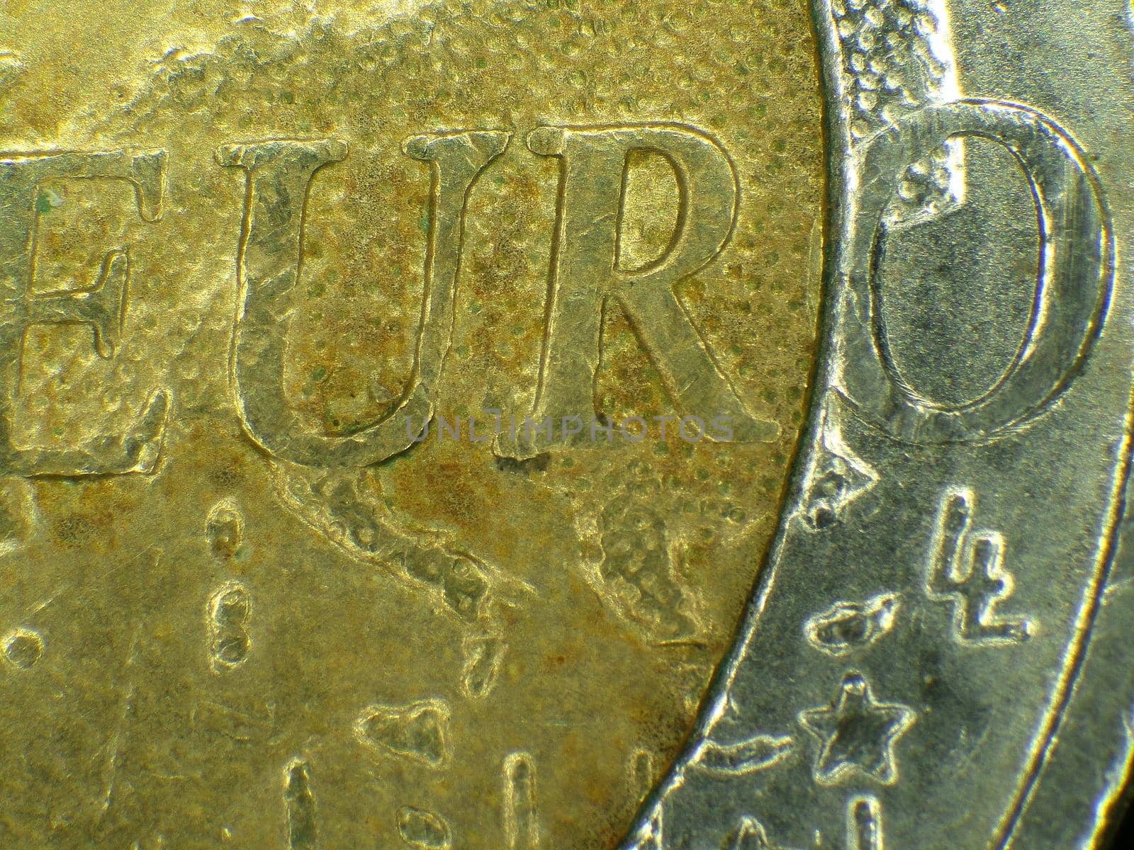 Euro coin in a closeup