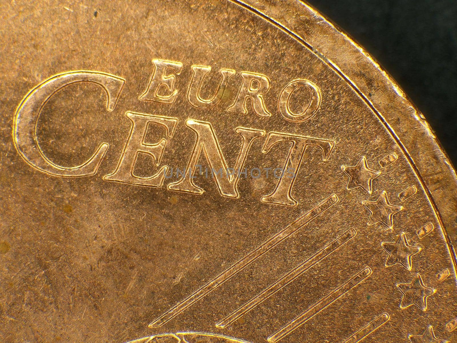 Euro coin in a closeup by Jochen