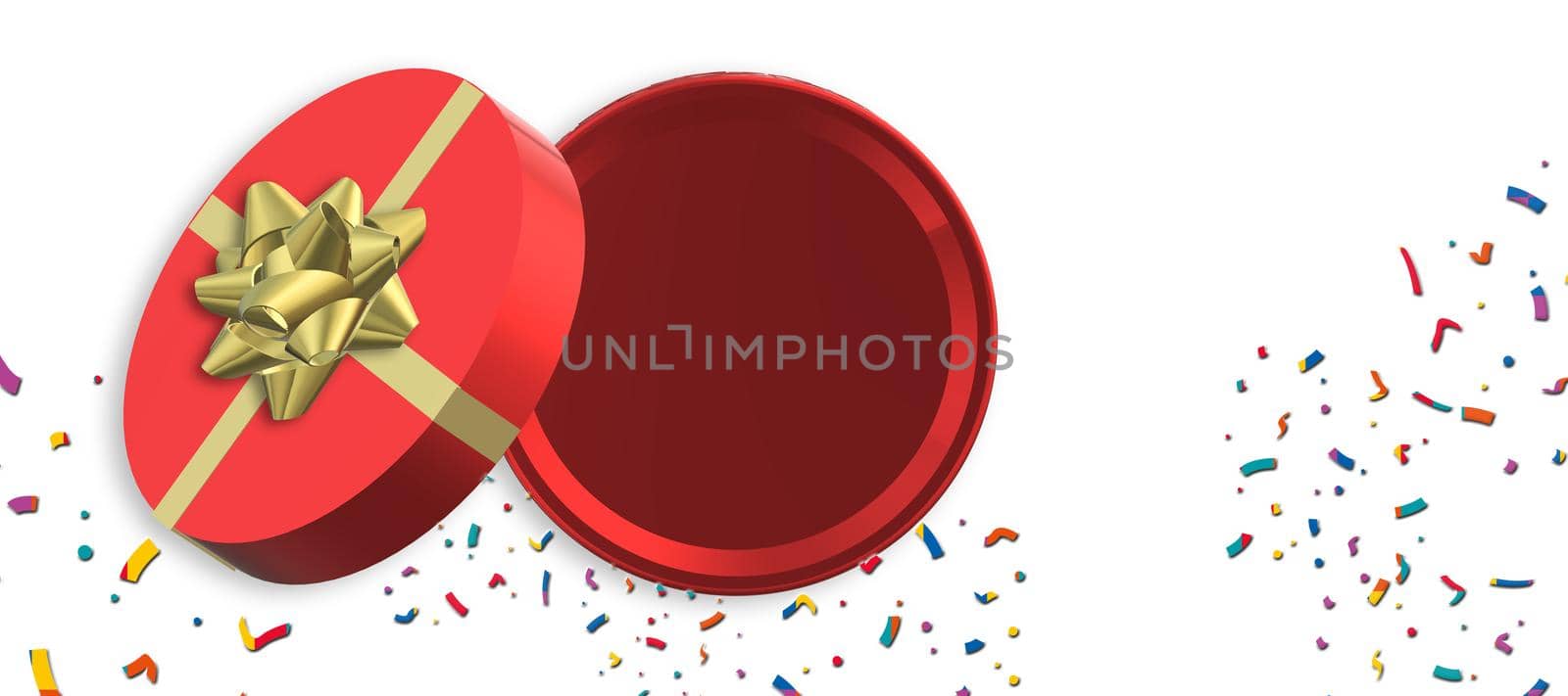 Red gift box with ribbon isolated on white by NelliPolk