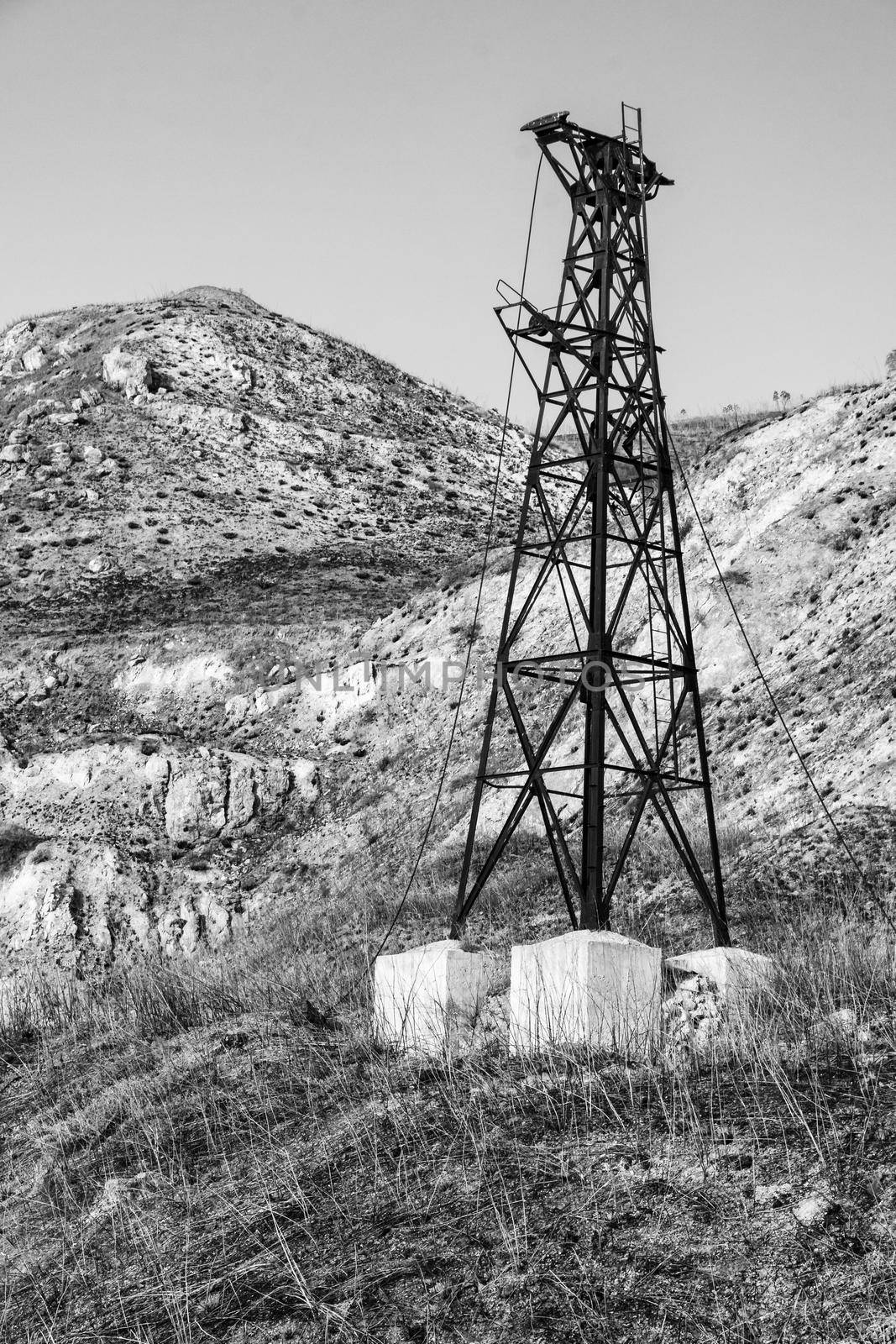 Abandoned buildings and machinery of the mining complex Trabia Tallarita in Riesi, near Caltanissetta, Italy