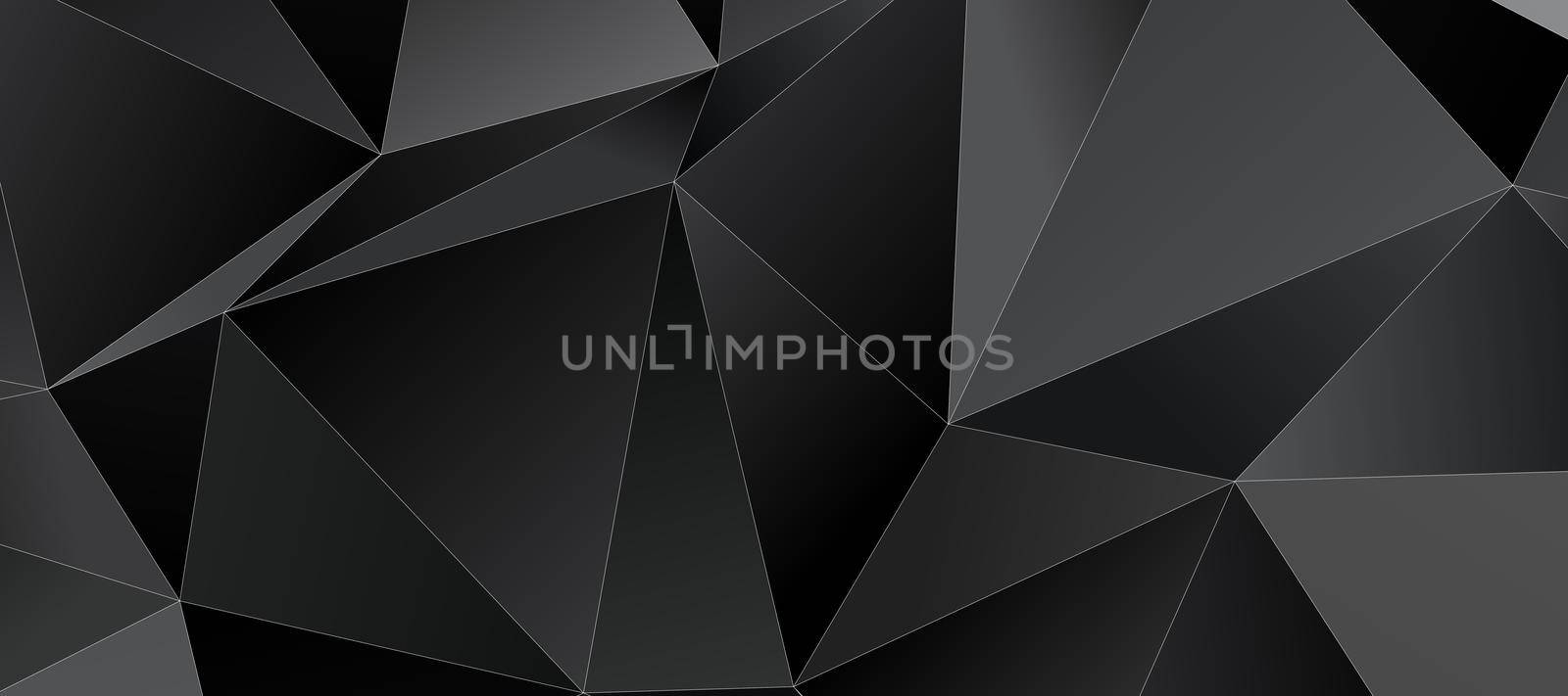 Abstract black triangle background with thin white stroke, low poly pattern illustration