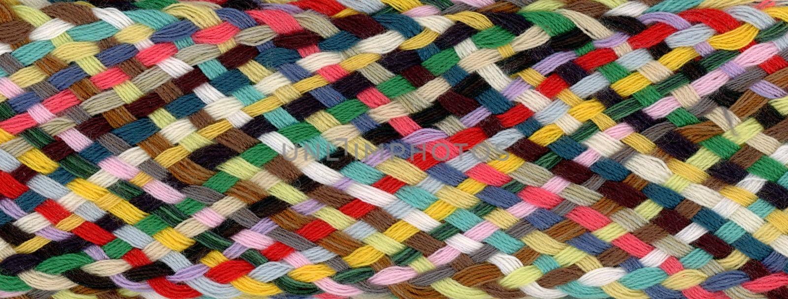 Sew thread plait with many different colours useful as a background